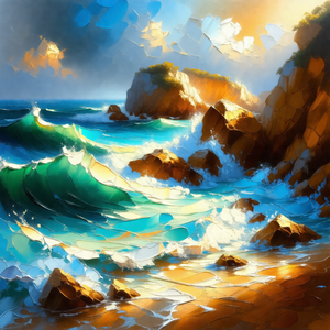 Beautiful beach scene with a large body of water, likely ...