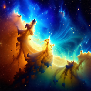 Vibrant and colorful space scene featuring a group of thr...