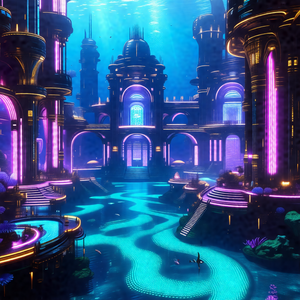 Computer-generated (cgi) depiction of a futuristic underw...