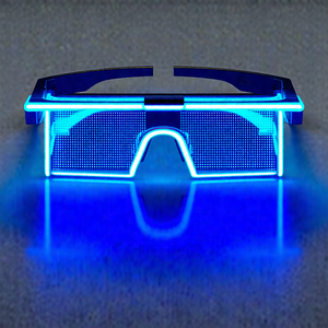 Pair of blue glowing glasses, which are illuminated by a ...