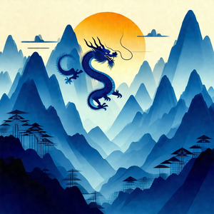 Dragon flying through the sky, with its body stretched ou...