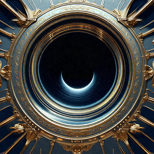 Large, ornate mirror with a blue background