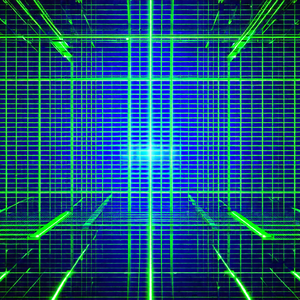 Close-up of a green and blue grid pattern