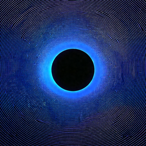 Blue circle with a black center, which appears to be a ho...