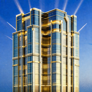 Tall, shiny building with many windows