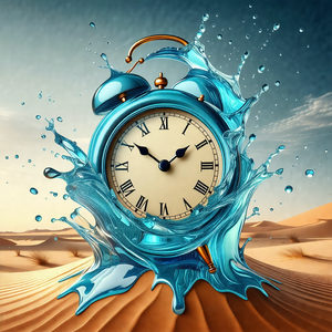 Clock that is floating in a body of water, possibly a poo...