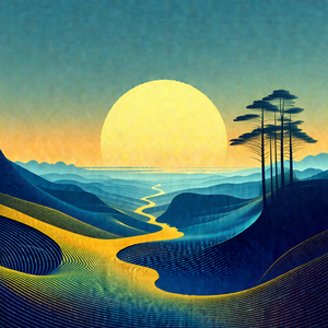Beautiful painting of a sunset over a body of water