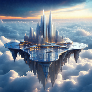 Futuristic city with a large, intricate building that res...
