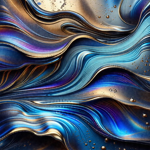 Close-up of a blue and gold painting, showcasing the intr...