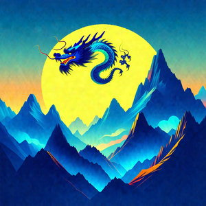 Dragon flying through the sky, with a full moon in the ba...