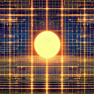 Bright yellow sun in the center of the frame, surrounded ...