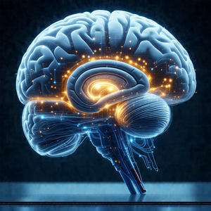3d representation of a human brain, with a close-up view ...