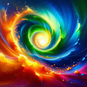 Colorful and vibrant painting of a spiral, featuring a mi...