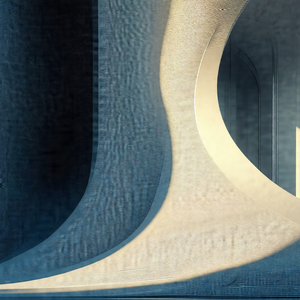 Large, curved structure with a tunnel-like entrance