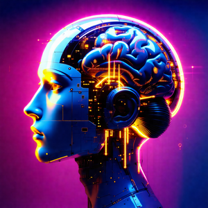 Close-up of a human head, with a blue and purple hue to it