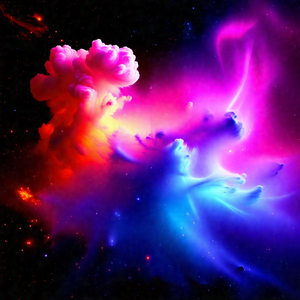 Vibrant and colorful nebula, with a mix of red, blue, and...