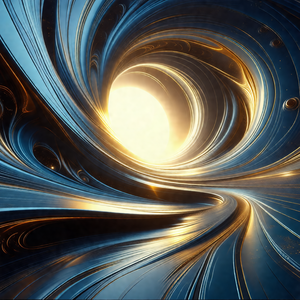 Digital artwork featuring a large, bright sun in the cent...