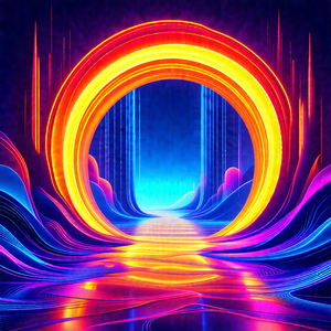 Colorful and vibrant painting of a tunnel