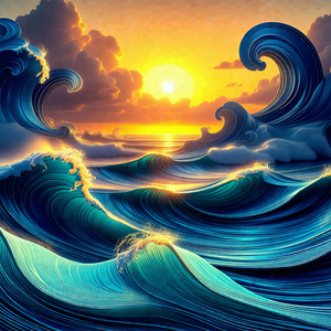 Beautiful sunset over the ocean, with the sun setting beh...