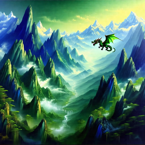 Dragon flying through a lush, green forest