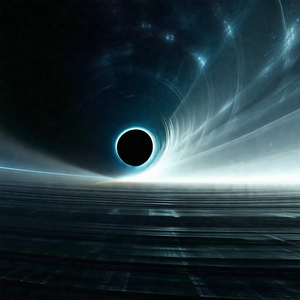 Black hole in the center of a spiral, with a blue background