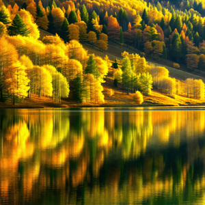 Serene lake surrounded by a forest of trees