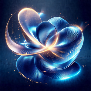 Blue and yellow flower with a swirling pattern