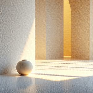 White vase sitting on a white surface, possibly a table o...
