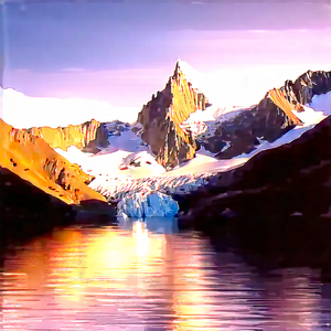 Nature Digital Illustration: Glacier In Summer With Majestic Mountain