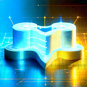 Tech Blueprint Style: Healthcare Technology In Tech Office With Blue Yellow