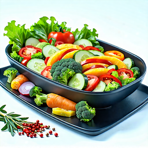 Lifestyle Graphic Design: Healthy Meal Prepared With Seasonal Produce With Large Bowl