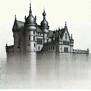 Urban Ink Drawing: Historic Building With Ornate Details With Black White