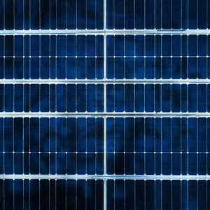 Tech Aerial Photography: Solar panel with blue light glow