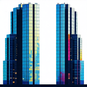 Urban Flat Design: Skyscraper with artistic facade
