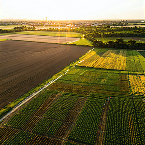 Nature Professional Photography: Aerial View Of Agricultural Fields With Large, Open