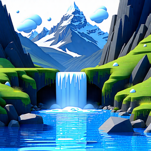 Nature Macro Photography: Waterfall Pool Surrounded By Mountain Peaks With Image, There