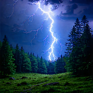 Nature Long Exposure Photography: Lightning over forest clearing