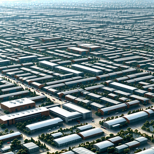 Urban Cinema 4D: Aerial view of urban renewal area