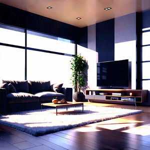 Lifestyle Digital Illustration: Cozy Living Room With Organized Space With Modern Living