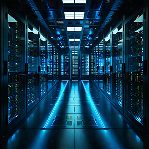 Tech Graphic Design: Futuristic server room