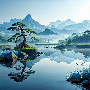 Tech Landscape Photography: Smartphone With Data Visualization With Serene Scene