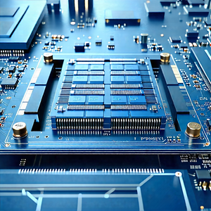 Tech Blueprint Style: Close-up of memory module