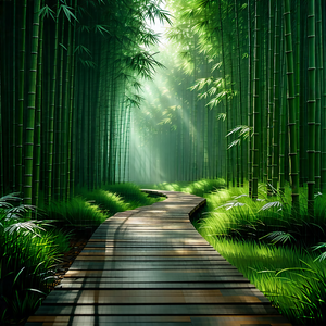 Nature Voxel Art: Path through bamboo grove
