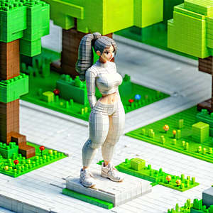 Urban Voxel Art: Urban fitness in the park scene
