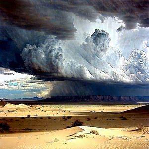 Nature Etching: Storm (clouds:1.39) Over Desert With Sandy Desert