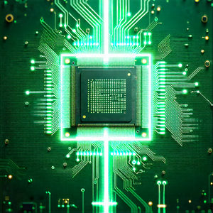 Tech Blender Artwork: Circuit board with holographic projection