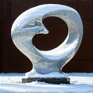 Urban Watercolor Painting: Modern sculpture with (snow:1.48) covering