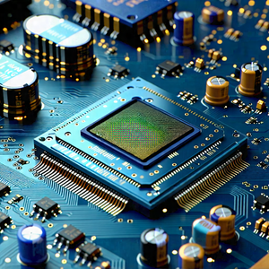 Tech Low Poly: Close-up of electronic circuit