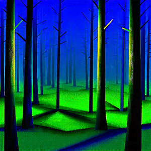 Nature Low Poly: Forest Scene During Night With Painting Forest