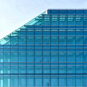 Urban Advertising Photography: Glass office tower with minimalist design